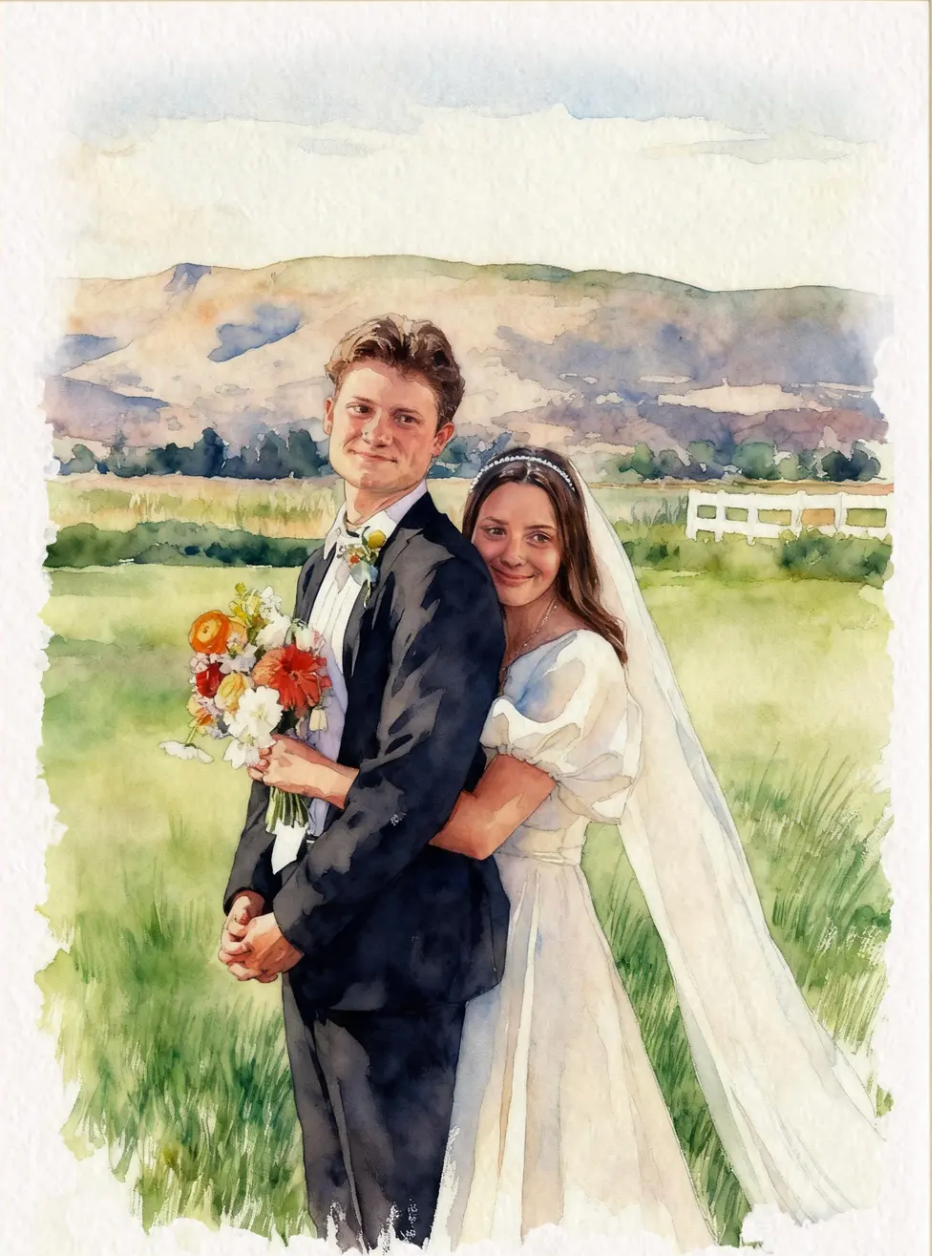 Retrato Ilustrado Acuarela Personalizado