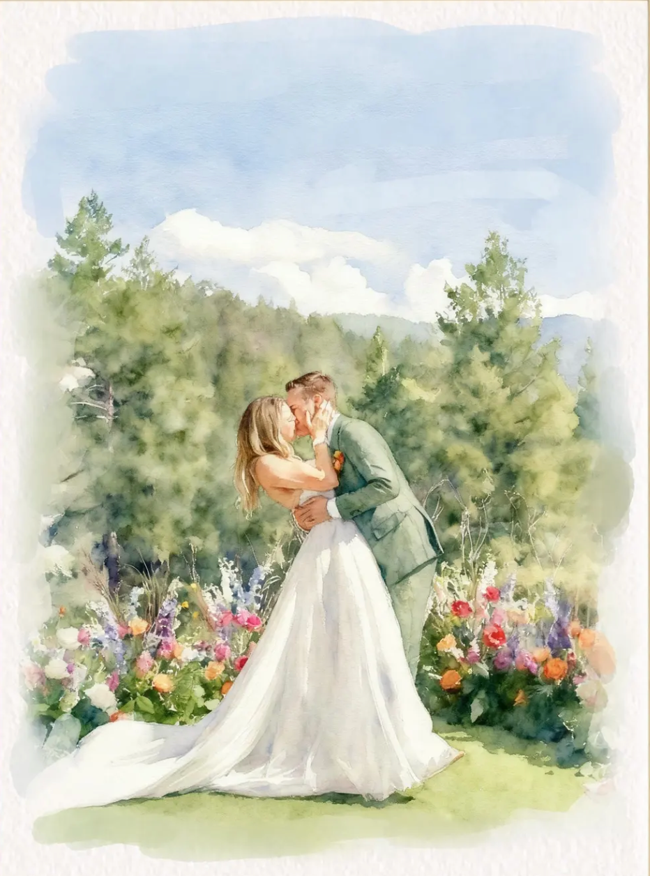 Retrato Ilustrado Acuarela Personalizado