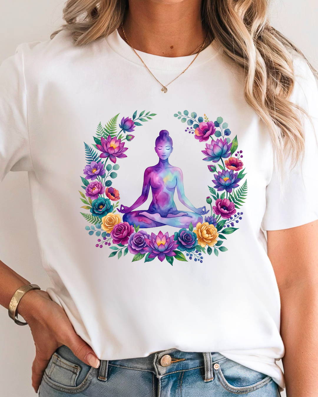 Remera Yoga #35 | Loto Acuarela